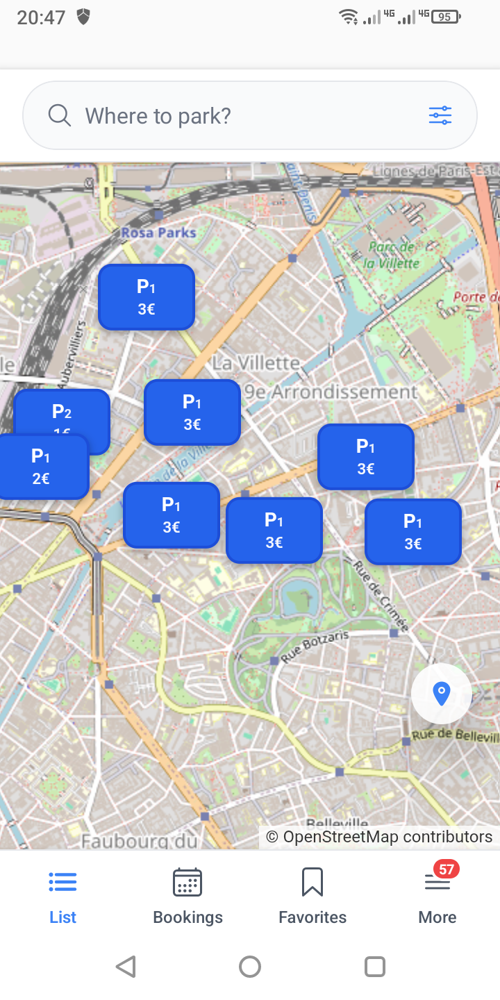 SpotPark - carte des parkings
