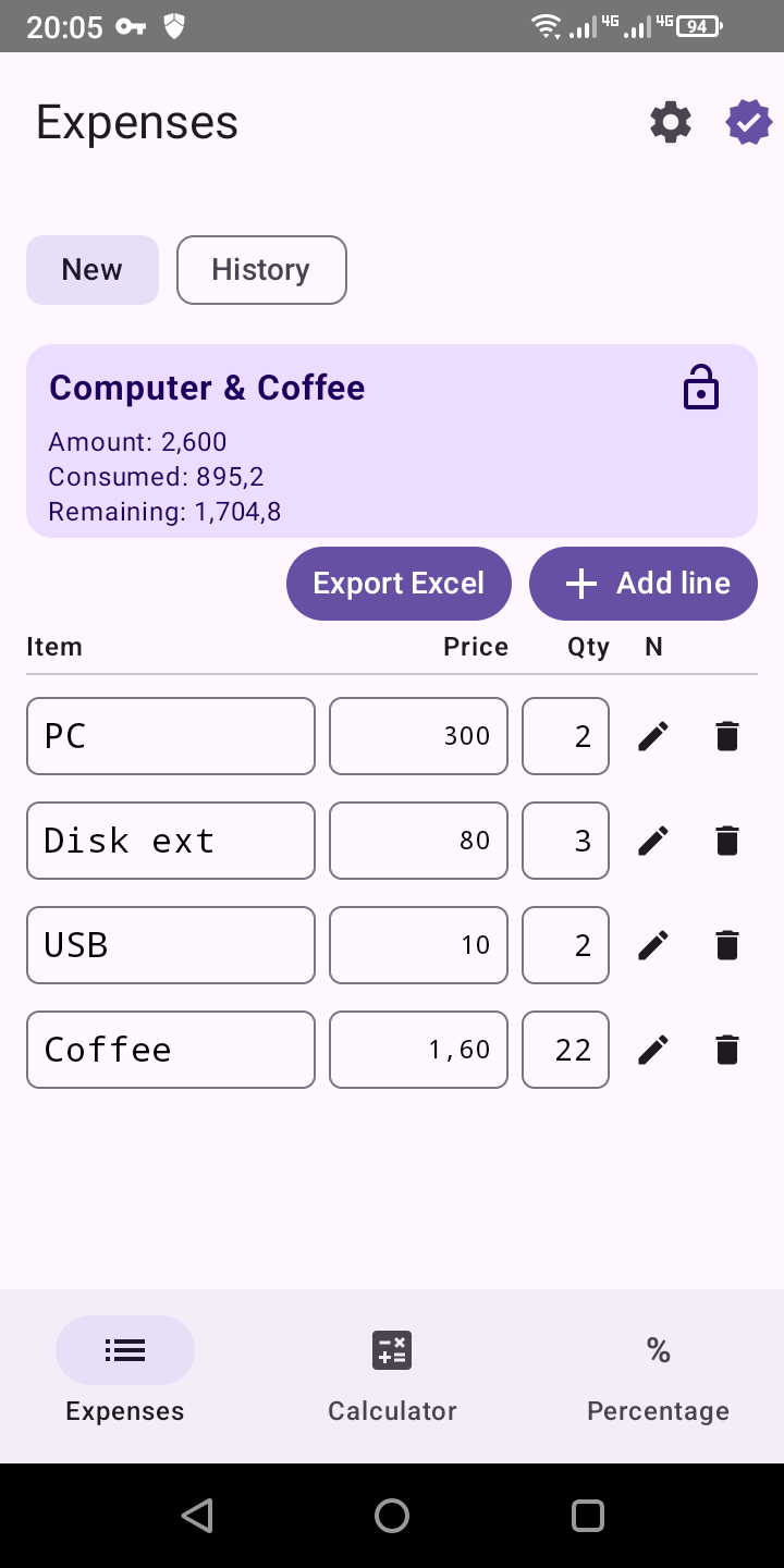 Expense tracking
