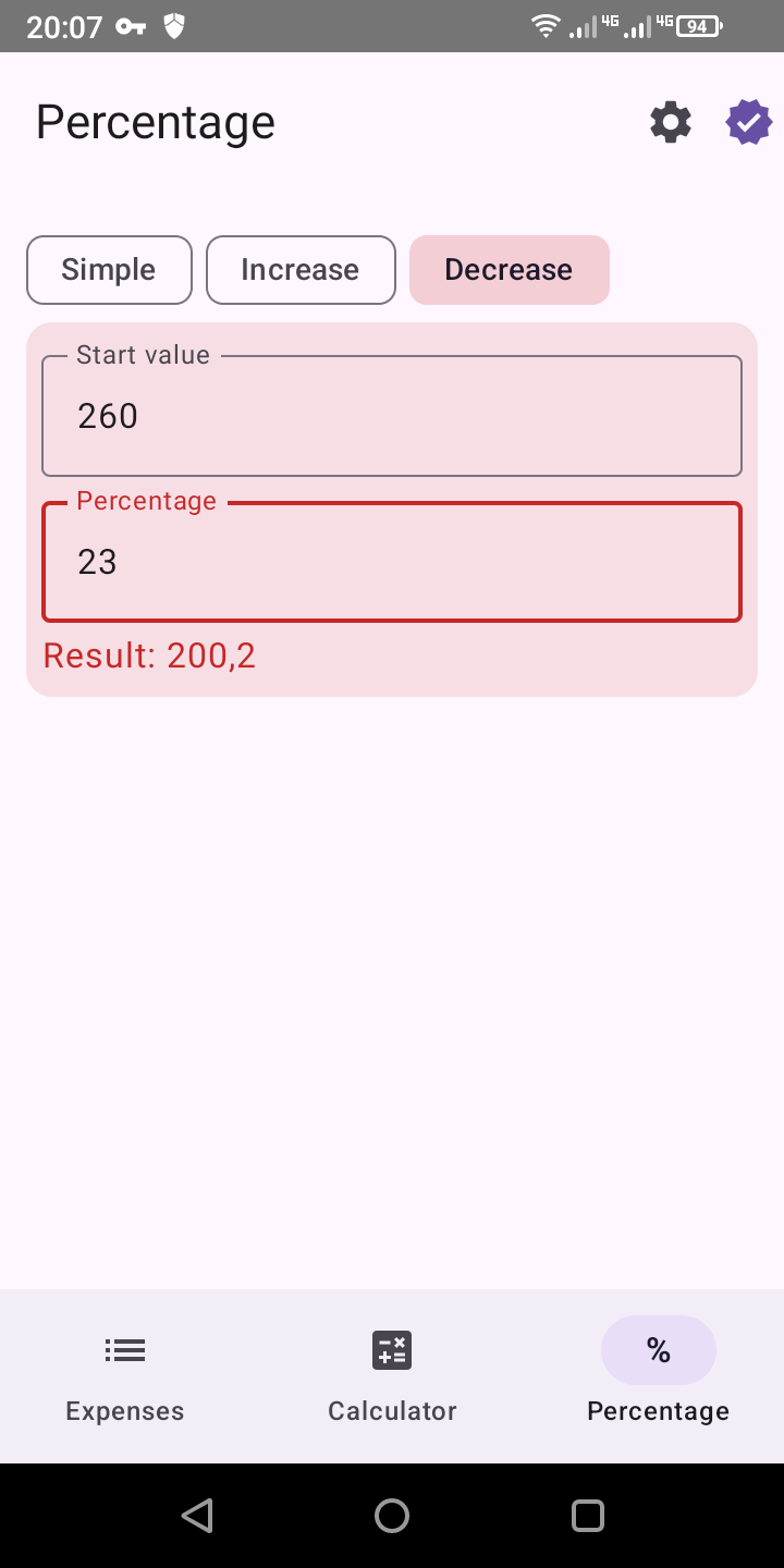 Advanced percent
