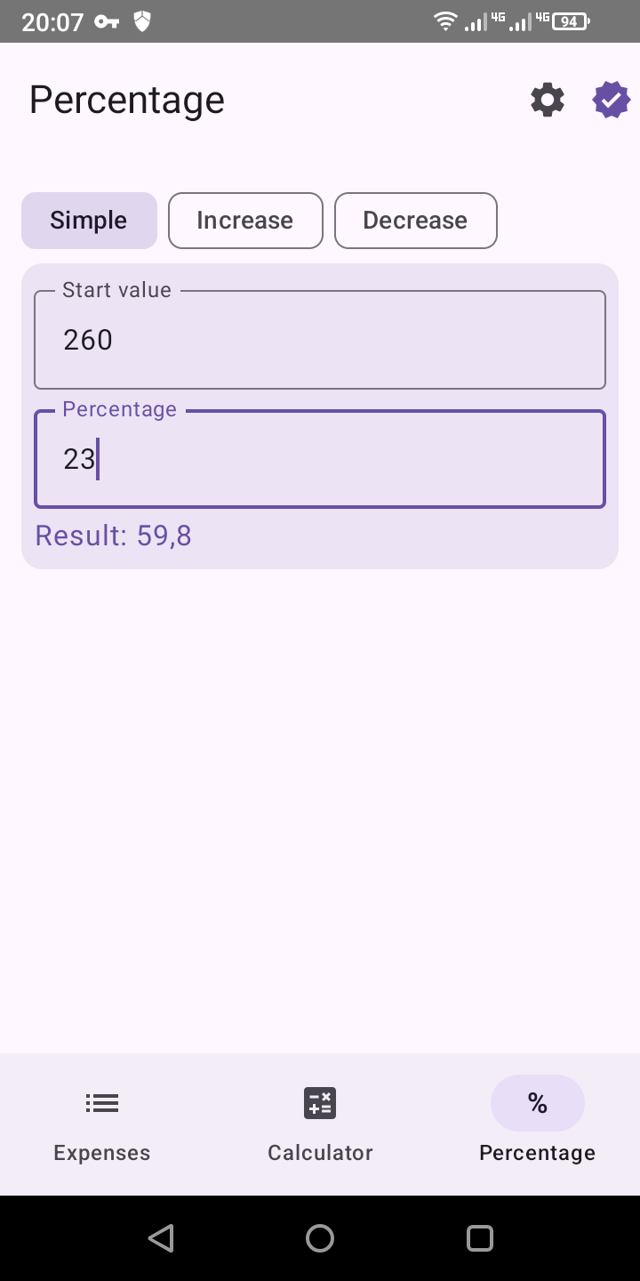 Simple percent